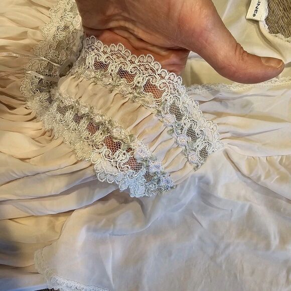 vintage sheer nightgown lace trim flutter sleeve romantic blush pink bridal L/XL - Picture 8 of 10